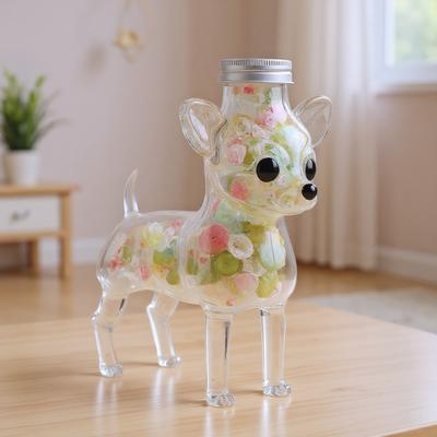 Dog Treat Glass Jar with Lid Pet Snack Storage Container Adorable Dog Shaped Glass Candy Jars for Cookies Candy Coffee Pods