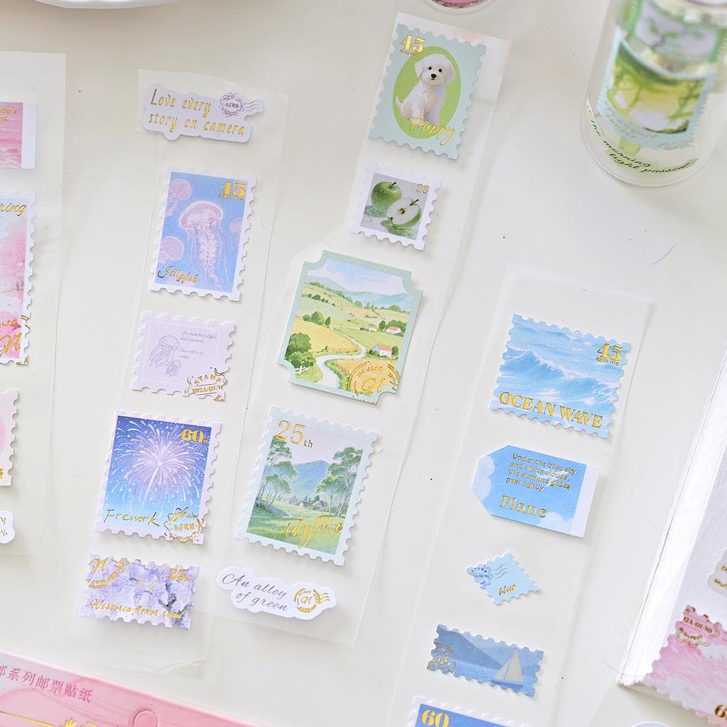 1 PC Kawaii Ins Japanese Style PVC Stamp Stickers Creative Decoration DIY Scrapbook Travel Diary Aesthetic Stationery Stickers