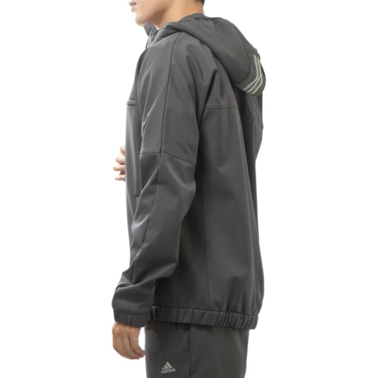 adidas Solid Color Hooded Zip-Up Long Sleeve Jacket Men Jacket Gray IK7354