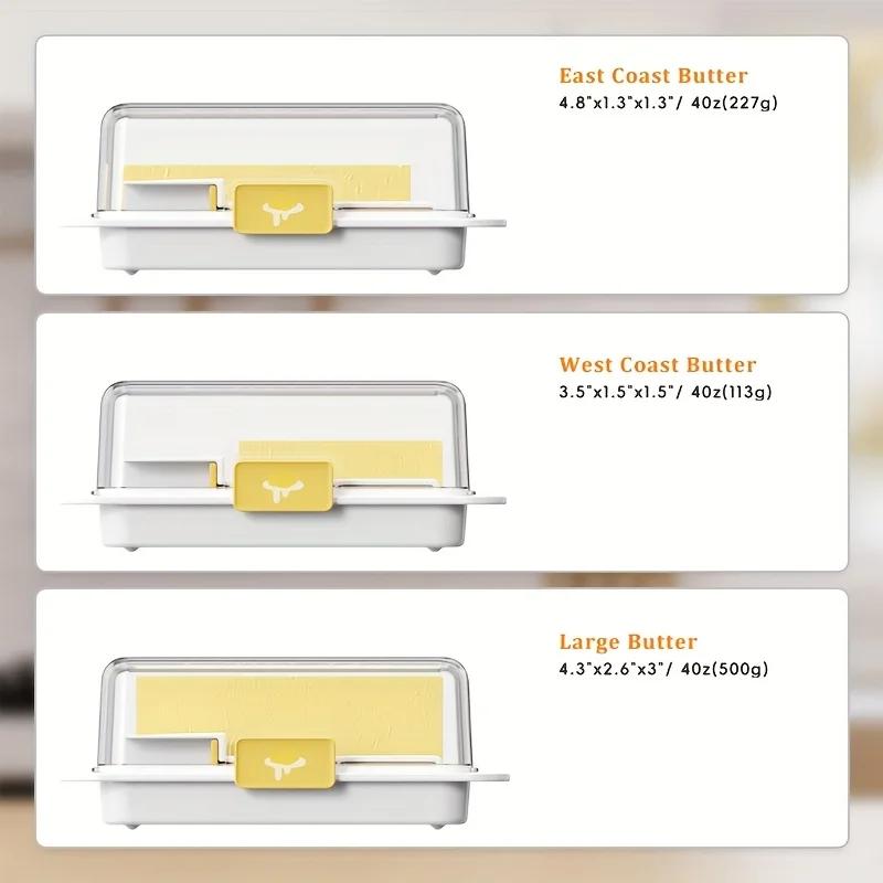 New Fresh-Keeper Food Grade Plastic Butter Storage Box with Lid Dividing Organizer Refrigerator Kitchen Cheese Cutter Container