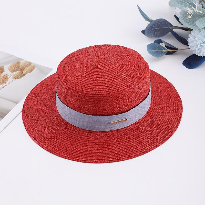 Internet celebrity French retro flat top straw hat summer travel sun hat manufacturer