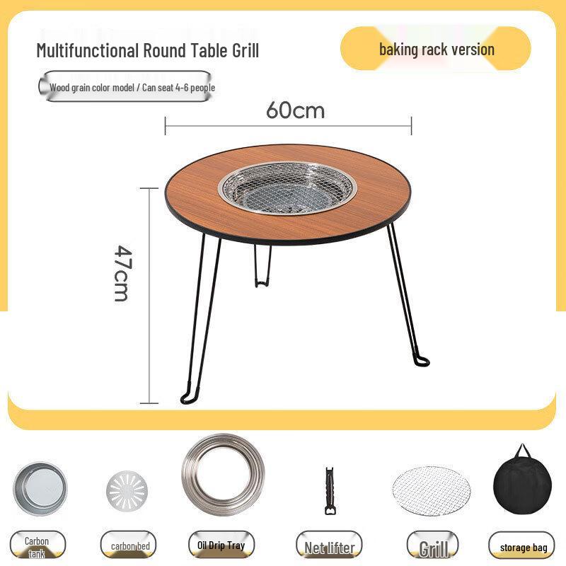 Suiyuan Foldable Tea & BBQ Table with Warming Fire Pit