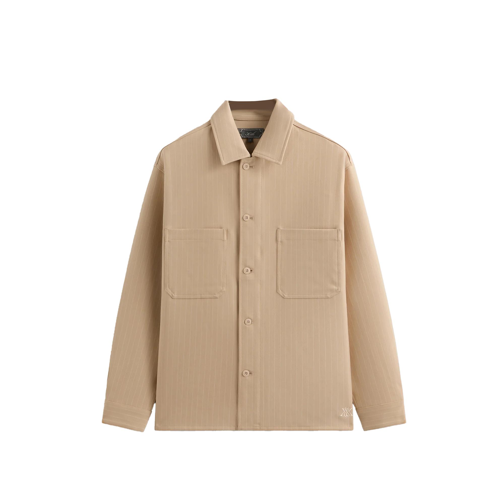 

Kith Double Weave Ace Fashion Versatile Button-Down Long Sleeve Shirt Men shirts Khaki KHM032986-246 L