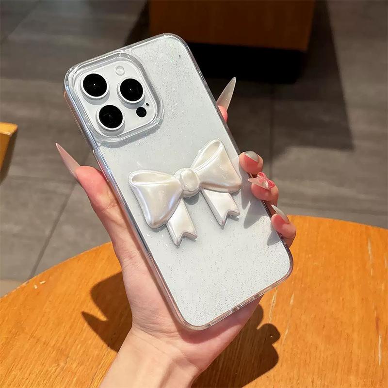

Three-Dimensional Glitter Transparent Mobile Phone Case, Suitable For Iphone17Promax Anti-Drop Apple 16 Small Fresh 15Plus Women iPhone 7/8/SE 2020