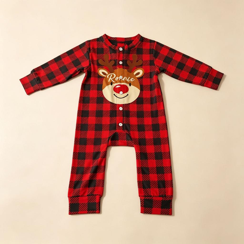 2026 Cross Border European and American Christmas Themed Parent-child Pajamas Set Jumpsuit Baby Crawling Suit