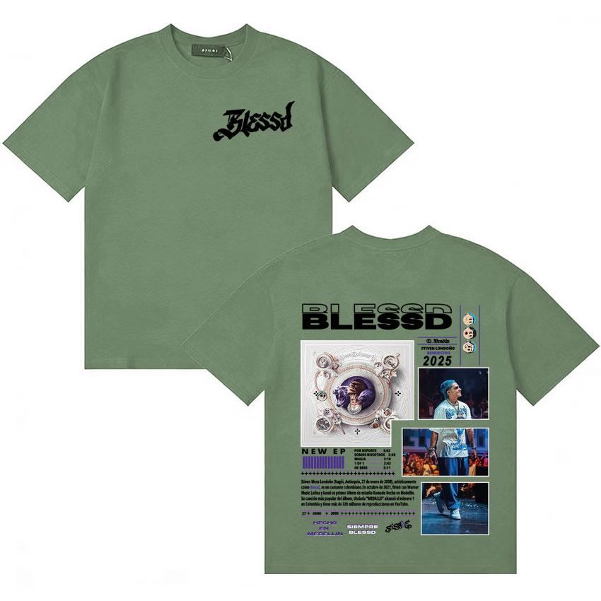 

Unisex and Women Doublesided Printed Tee Rapper BLESSD 2025 Graphics Merch Tshrits Summer Teenagers Pure Cotton 100 Loose Tshirt 4XL