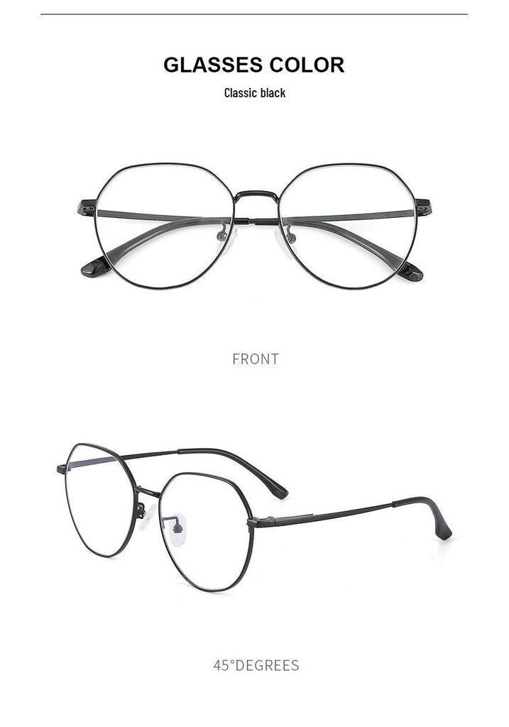 Polygon Silver Glasses for Large Faces – Women’s Myopia & Anti-Blue Light Prescription Ready