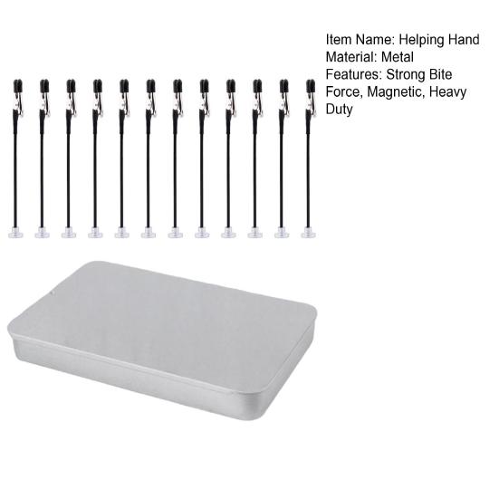1 Set Mani Aiutanti Magnetiche Stazione di Saldatura con 12 Clip Flessibili Scatola in Acciaio Robusta Modello di Saldatura Supporto per Pittura PCB
