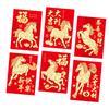 Pack of 6 Cartoon Horse Designs Red Envelopes Chinese Zodiac 2026 Year of Horse Paper Money Holder Envelopes