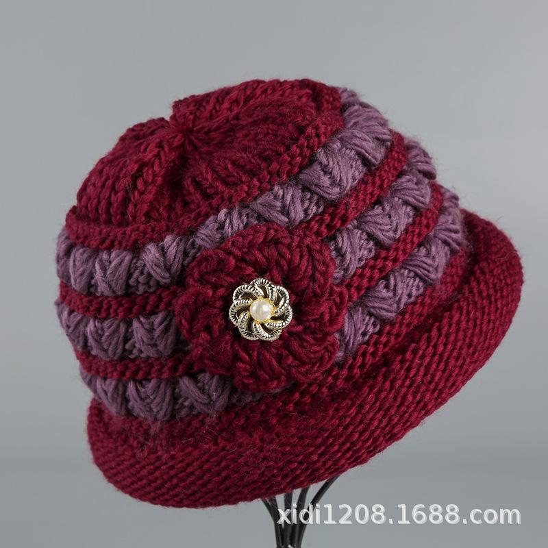 

Autumn and winter hat women s wool basin hat knitted hat hat hat mother-in-law hat M（56-58cm）