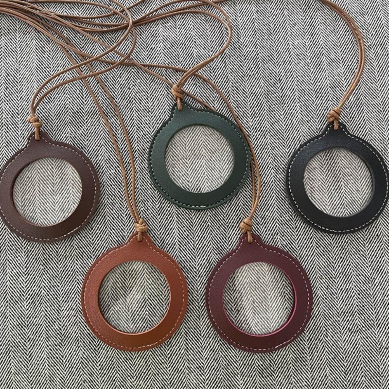 Lightweight Magnifying Glass Pendant Leather Strap Necklace Magnifier Pendant Gift for Grandparents, Adults and Kids