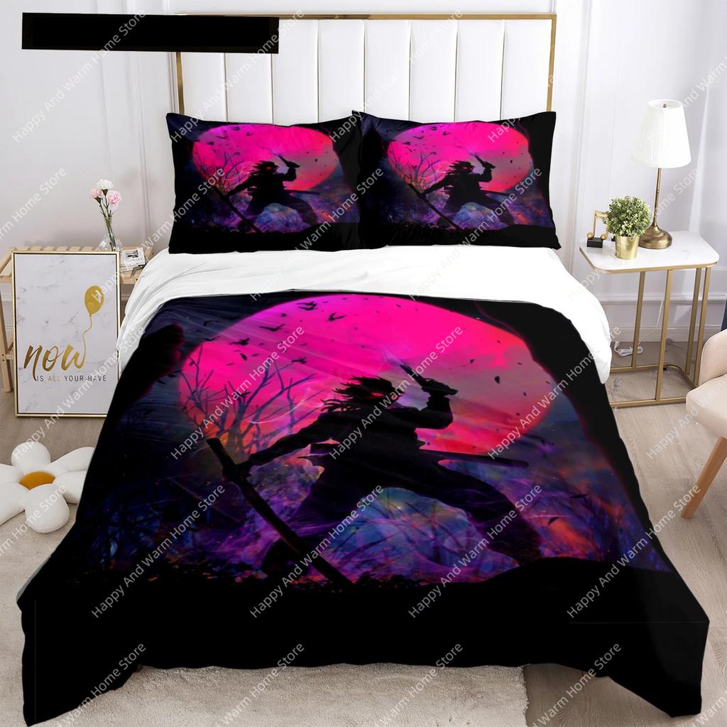 Comforter Anime Demon Slayer Print Bedding Set 2/3Pieces Nezuko Queen Double Single King Size Boys Adults Gift