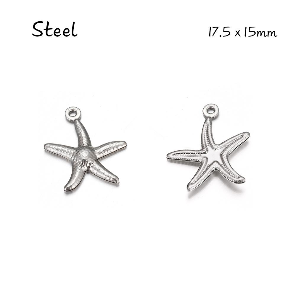 10pcs Stainless Steel Starfish Charms Shell Pendant Gold Color Necklace Bracelet Accessories for Jewelry Making Findings DIY
