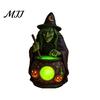 Accesorio de Decoración para Dormitorio Lámpara de Caldero de Bruja de Halloween con Brillo Verde Misterioso Luz LED para Paisaje Adorno Único Grabado Olla de Pociones Espeluznante para Sala de Estar