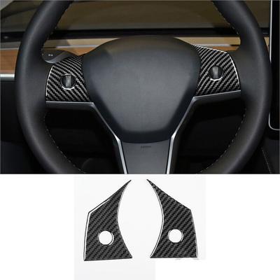 Carbon Fiber Interior Steering Wheel Button Cover Trim For Tesla Model Y/3 17-22