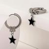 1 pair of stainless steel punk star ring earrings, suitable for women's daily fashion accessories