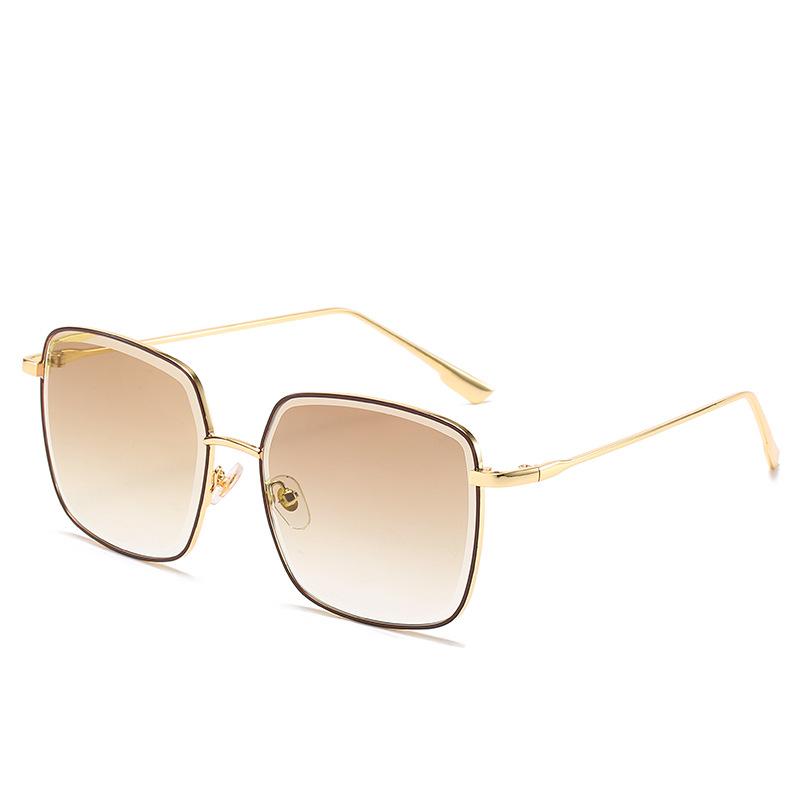 D Home Sunglasses, Hipster Large Square Metal Sunglasses, Trimmed Uv-Proof Sunglasses