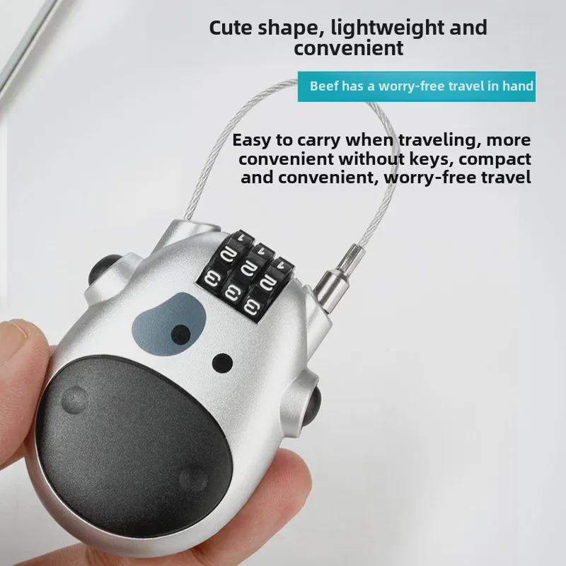 Teleskopický lankový zámek Yifeng Cartoon Cow na kufry, auta, oblečení, sáně a helmy