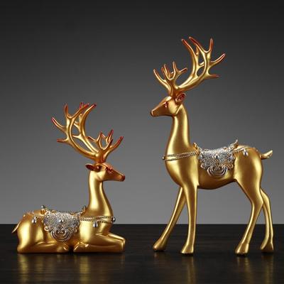 2pcs Modern Elk Statue Minimalist Miniatures Figurine Desktop Ornament Animal Sculpture  TV Cabinet