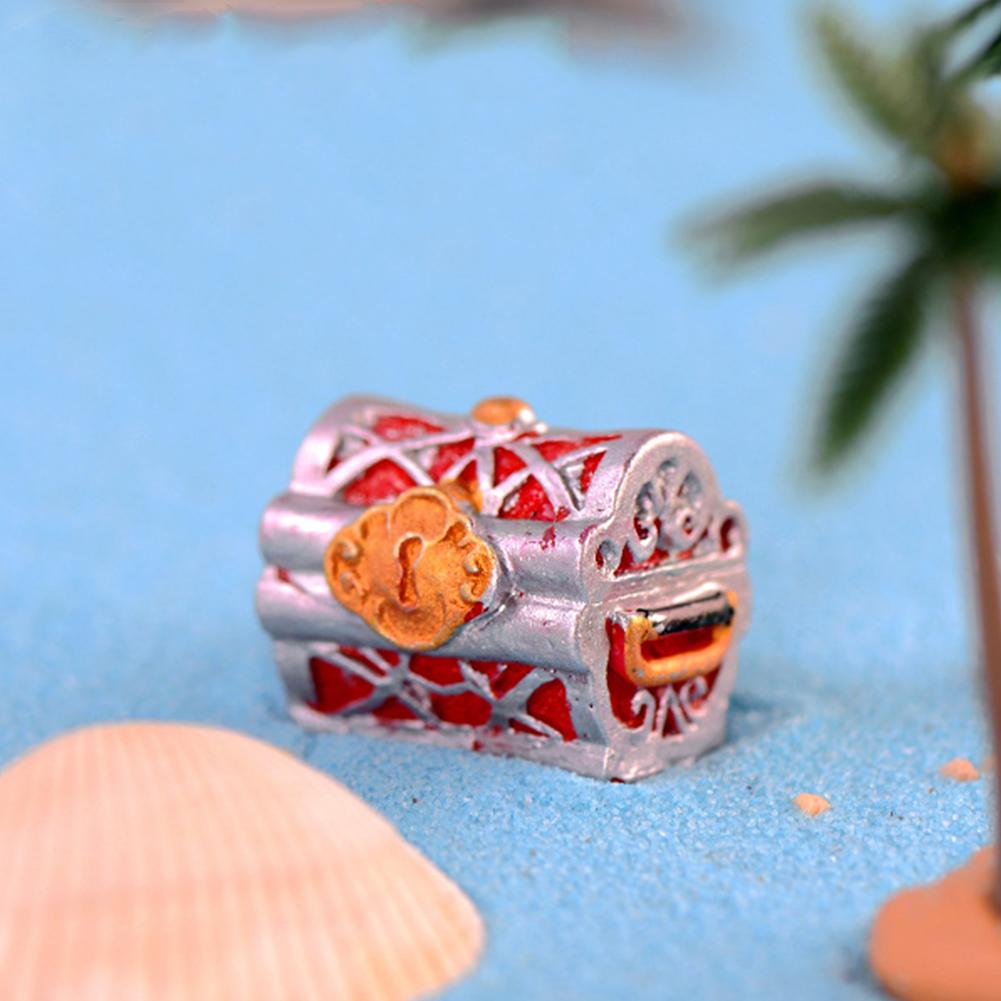 Resin Gold Coin Treasure Chest Aquarium Mini Cartoon Mediterranean Seabed Ornament Non-safe Decoration For Home Office Perfect Gift