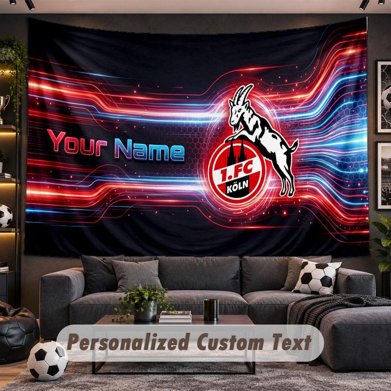 Wandbehang Wandteppich Benutzerdefinierter Name FC Köln Muster Personalisiert Bedruckter Stoff Wanddekoration