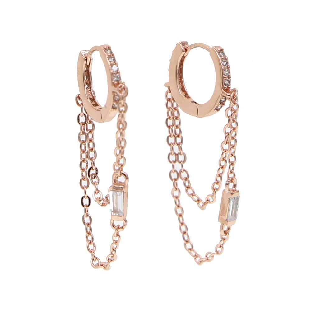 Women New Arrived Elegance Jewelry Long Double Tassel Chain Romantic Party Gift Hoop Tassel Earring