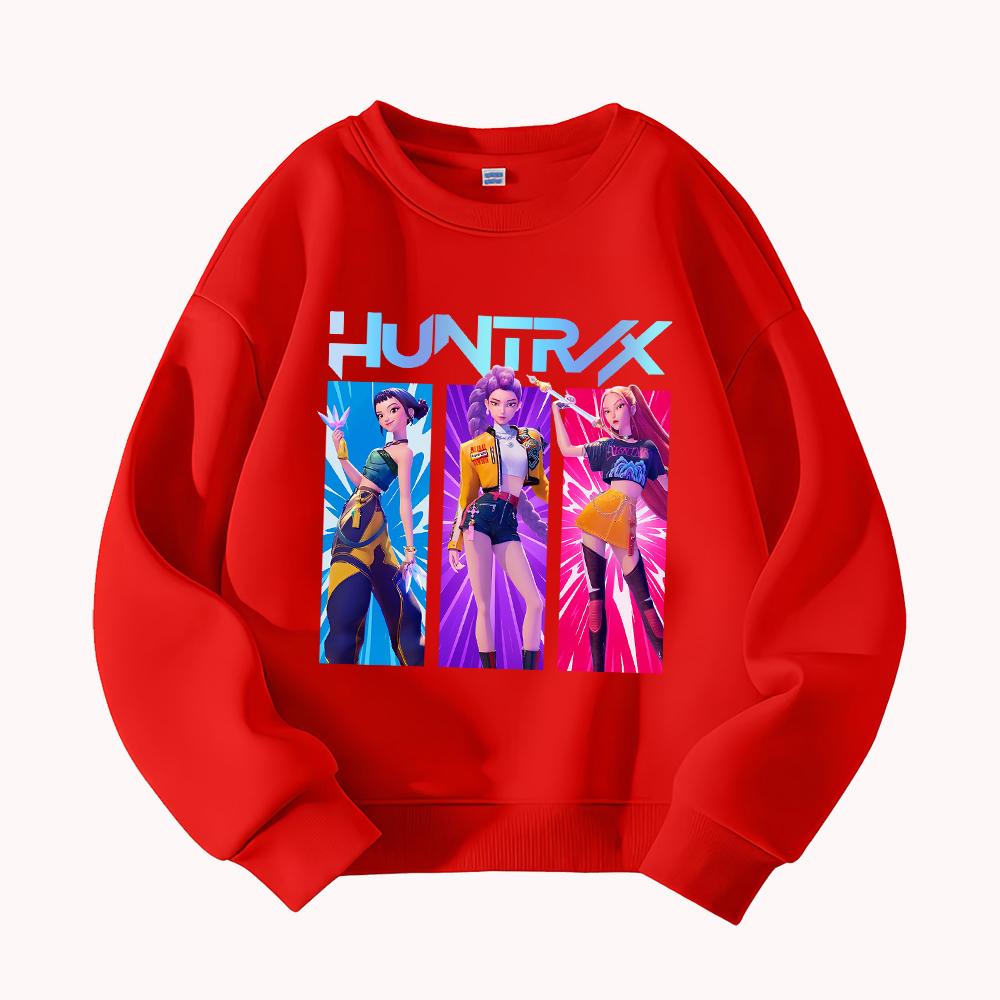HUNTRX Devil Hunter Print Round Neck Sweatshirt Casual Fashion Women's Long Sleeve Pullover Top