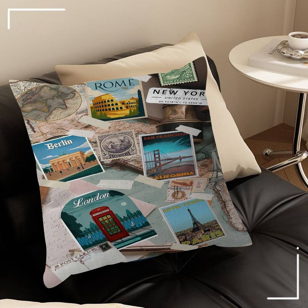 World Famous Tourist Cities Cushion Cover Inches Farmhouse Decor Home Throw Pillow Covers For Couch Decorations