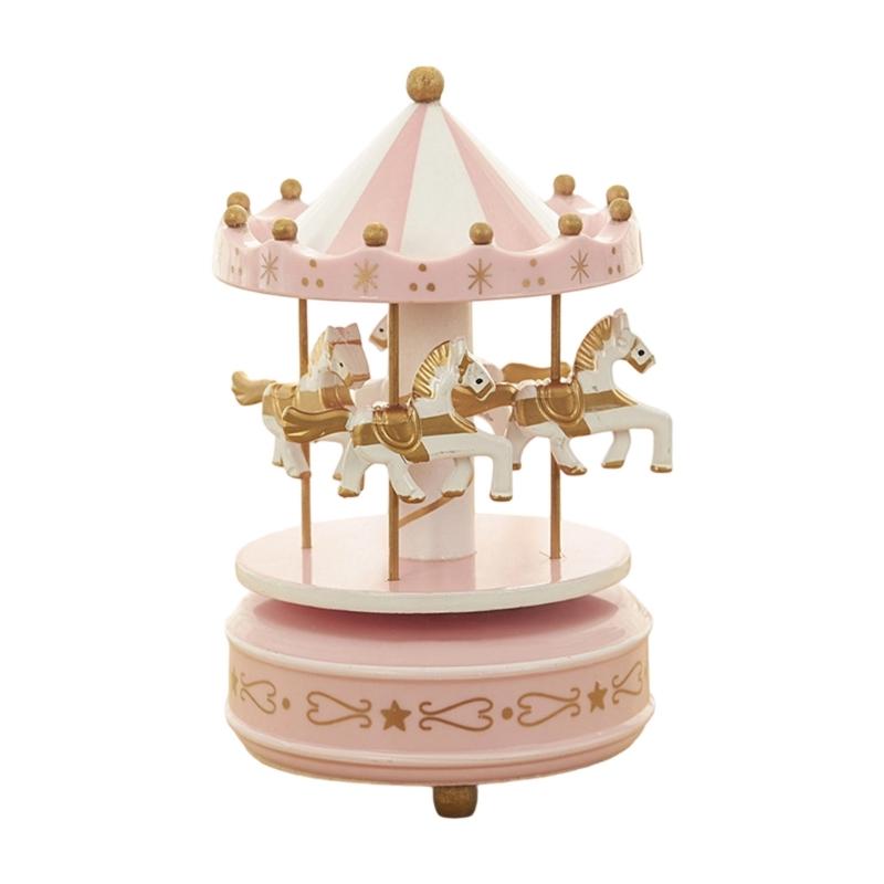 Hand Cranked Rotating Christmas Carousels Plays Traditional Holiday Song Smoothly