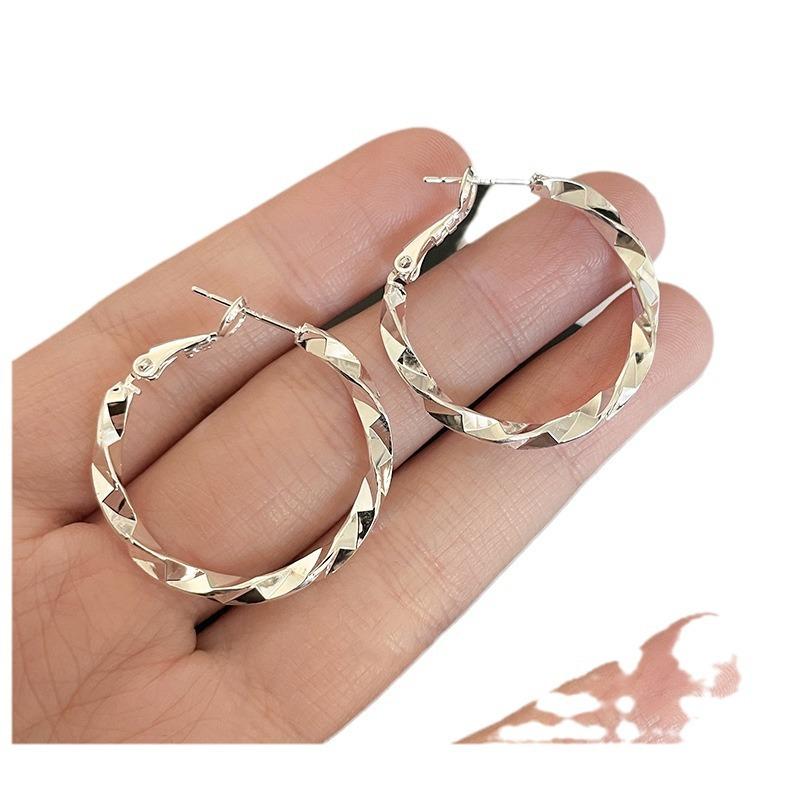 Cold wind Irregularly distorted earrings Women's unique earrings New popular high-end French circle earrings