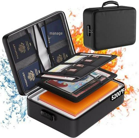 Fireproof Multi-Layer Document and Passport Organizer Bag