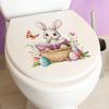 Easter Cute Rabbit Toilet Sticker Waterproof Toilet Seat Lid Decal Cartoon Bunny In Weave Basket Reading Toilet Seat Cover Sticker for Bathroom