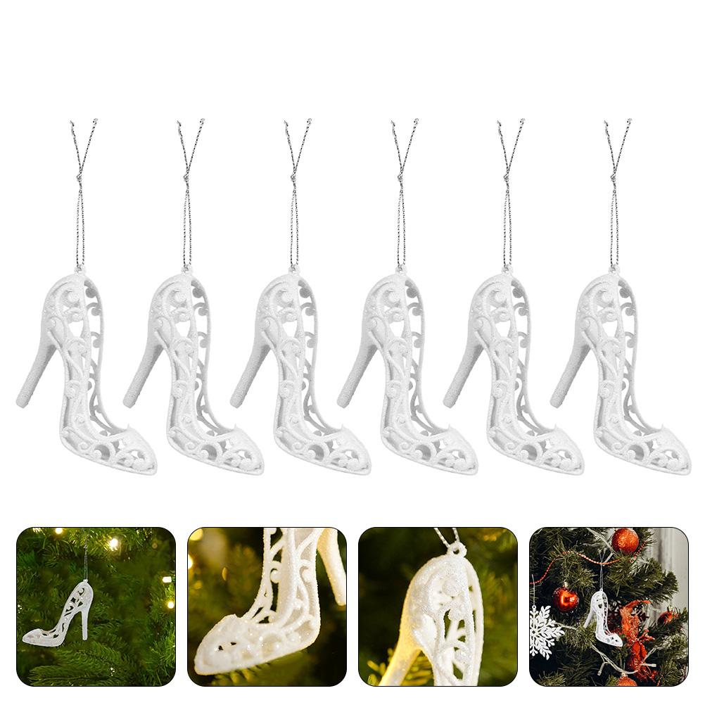 6 Pcs High Heeled Shoes Shaped Christmas Tree Pendant Xmas Decorations Holiday Supplies Home nament Wind Chimes Hanging Decor