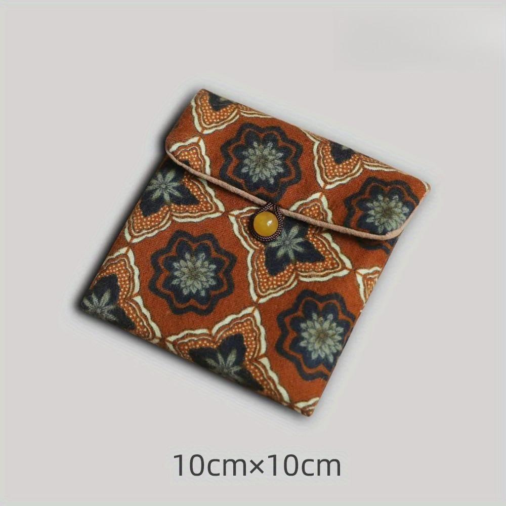 

Маленькая винтажная сумка с принтом, сумка для хранения бусин из орехового дерева, сумка для хранения ювелирных изделий с застежкой-молнией, органайзер для мелких вещей, новинка 2025 г. 10x10cm жёлтый