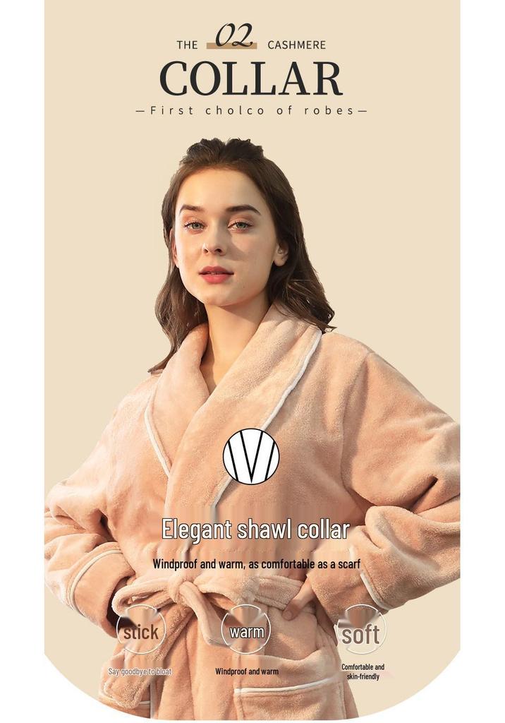 Couples' Thickened Winter Flannel Bathrobes - Men's Towel Style & Women's Coral Fleece Robes