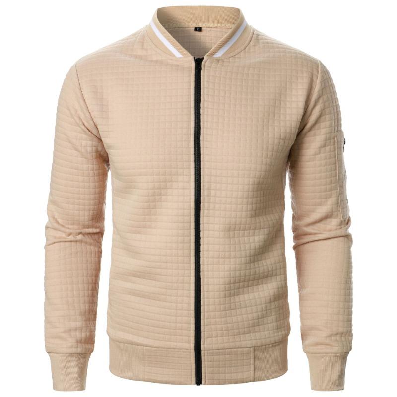 Men S Solid Color Zip Up Stand Collar Long Sleeve Cardigan Sweatshirt