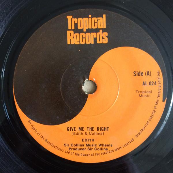 

7inch Record EDITH SIR COLLINS MUSIC WHEELS M Give Me The Right Riot Riot AL024 Tropical Record UK Reggae Ska Dub Used