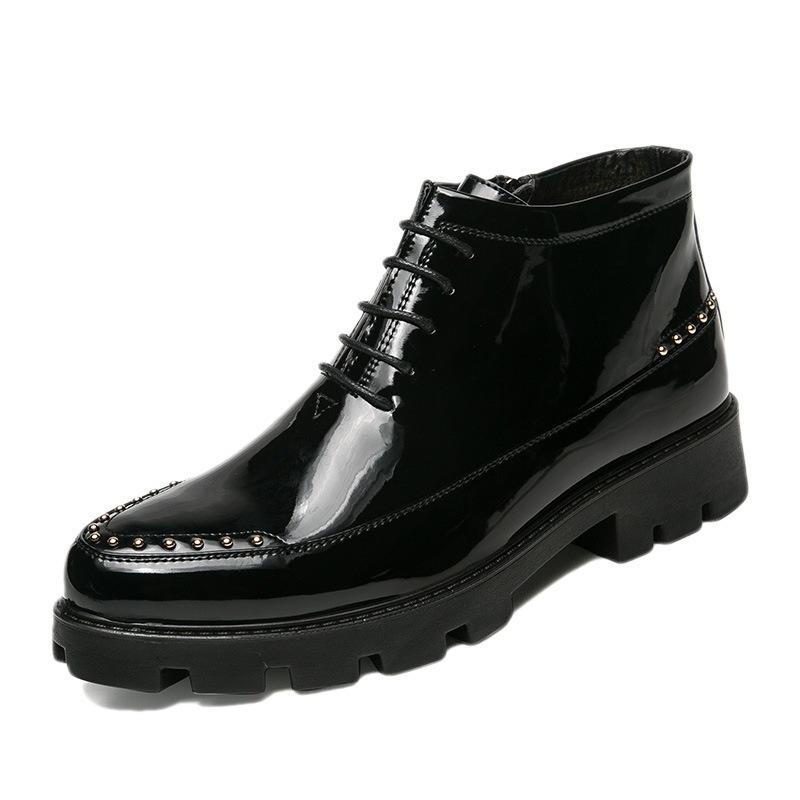 Sapatos masculinos outono tendência masculina rebites sapatos de couro pequenos comércio exterior sapatos casuais botas curtas sapatos de cano alto discoteca botas Martin