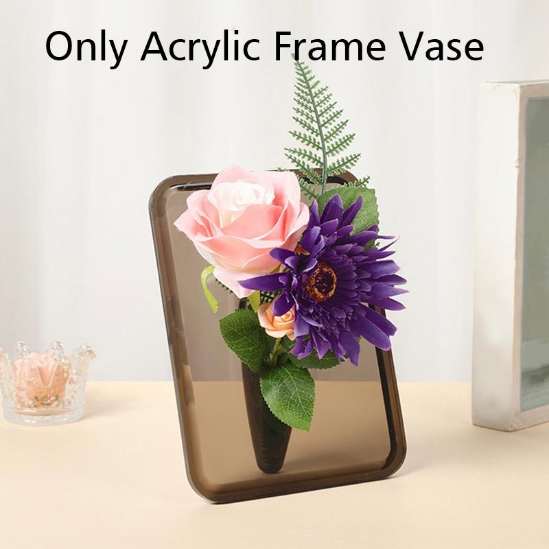 1PC Acrylic Desktop Bookshelf Transparent Ins Abstract Art Creative Flower Vase Ornaments Home Decoration