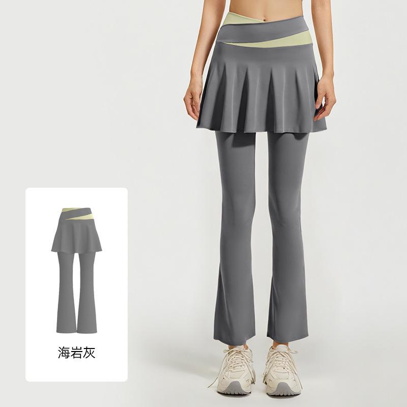 

Новые кюлоты-клеш с цветовой блокировкой от Juyitang, высокоэластичные и тонкие, с эффектом двухслойности, с высокой посадкой, для бега, фитнеса, йоги XXL