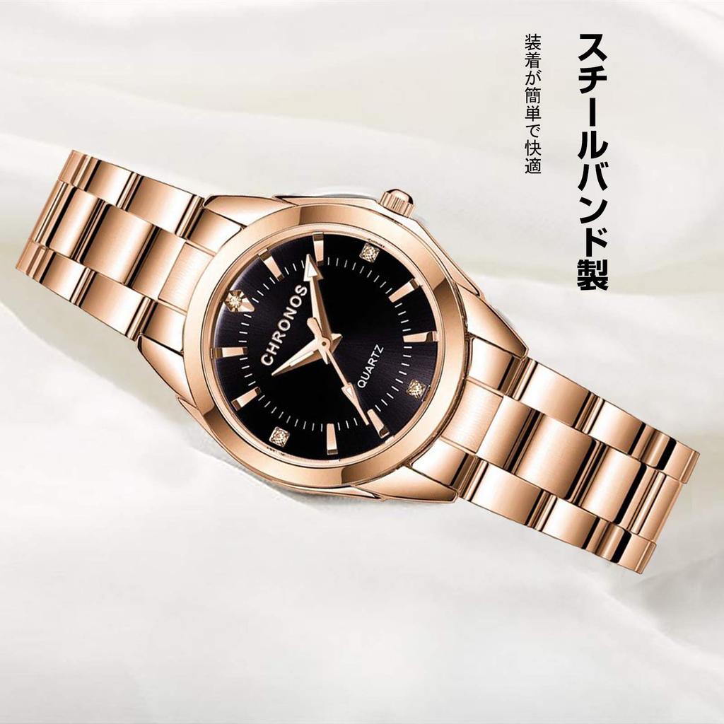 RORIOS watch Fashion Water Quartz Diamond Sparkling Steel Simple and Perfect for Commuting or Black A Women's Watch, Resistant, Movement, Dial, Band,