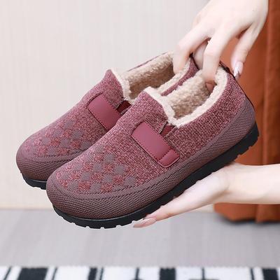 Chaussures plates d'hiver pour femmes, en coton épais et chaud, doublées de velours, style Pékin, antidérapantes.