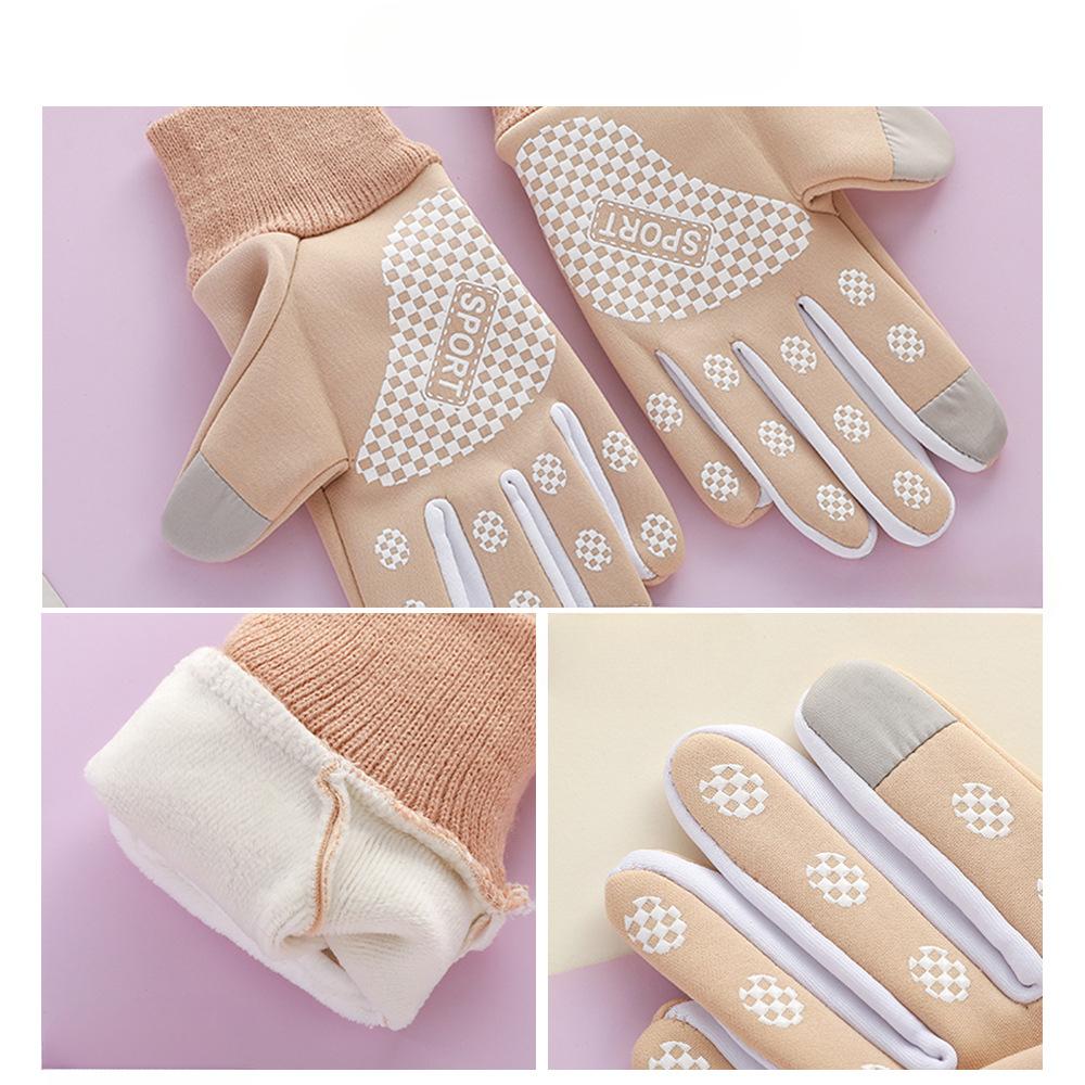 Fleece Gloves for Women In Autumn and Winter Warm Riding and Cold Driving Cute Touch Screen Waterproof Winter Outdoor Warm Gloves