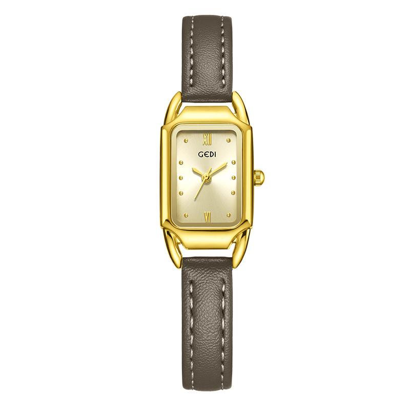 High-Value Small Sugar Cube Women'S Watch Niche High-End Belt Student Watch Fashion Saddle Shell Quartz Watch