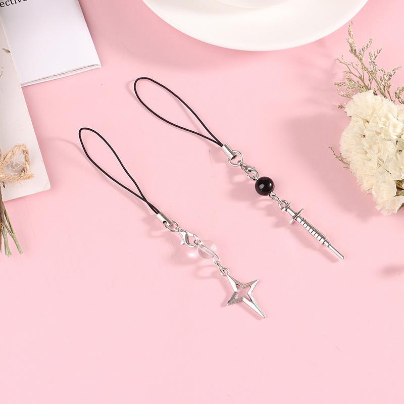 Trendy Mobile Phone Chain Women Sweet Cool Heart Cross Pendant Phone Strap Lanyard Keychain