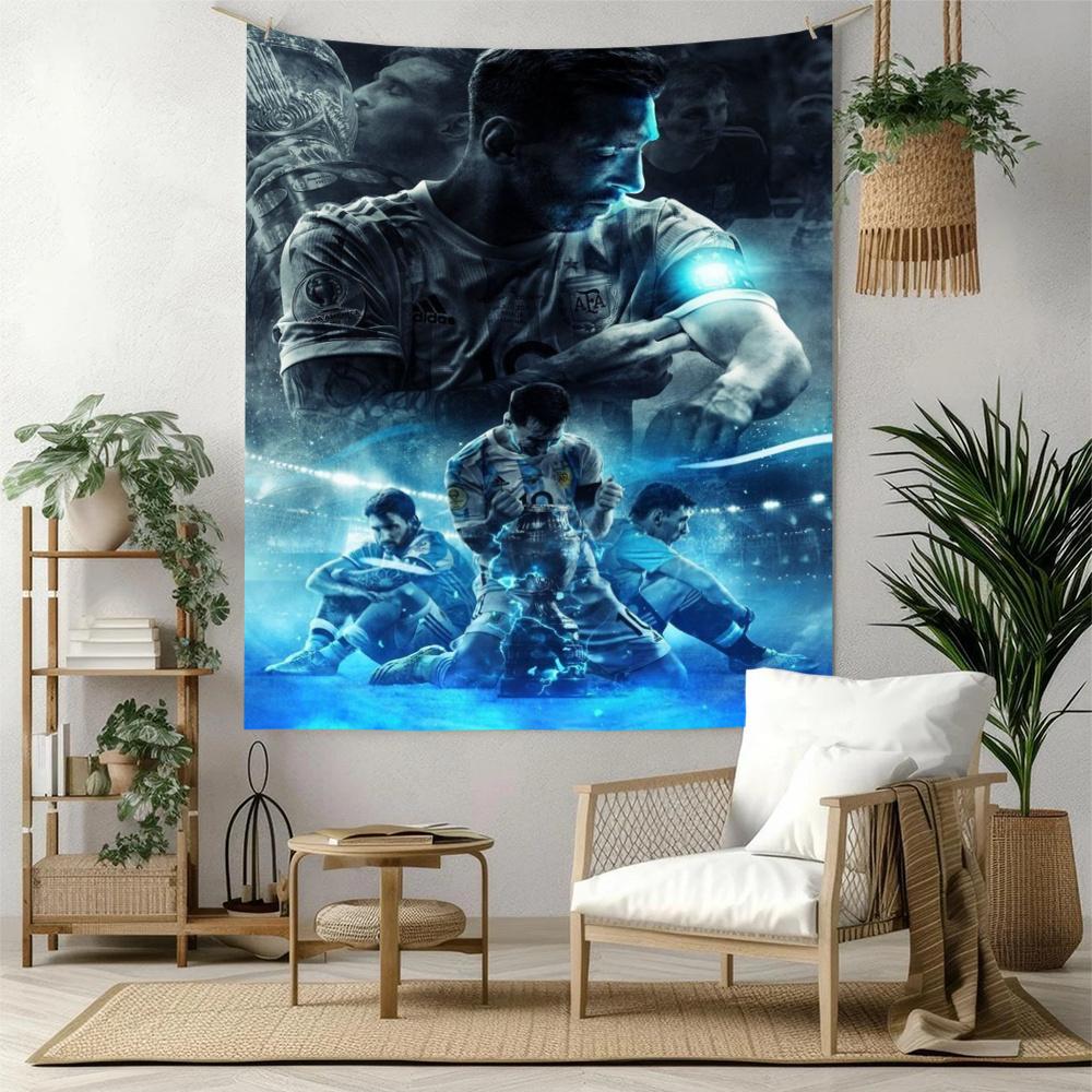 Football Messi Handwoven Tapestry Rustic Farmhouse Made For Studio Wall Balcony Living Room Four Seasons Boho Decor Gift For New Home