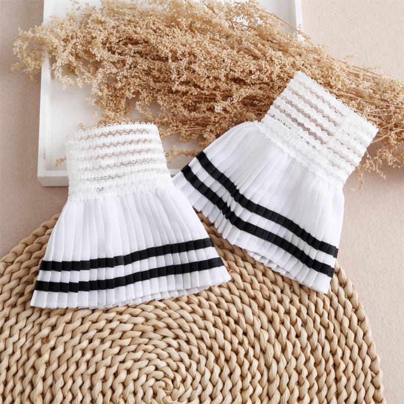 Fake Cuff Sleeve Women White Female Lace Pleated Flare Sleeve Detachable False Cuffs Ruffles Wristband Decorative Accessory