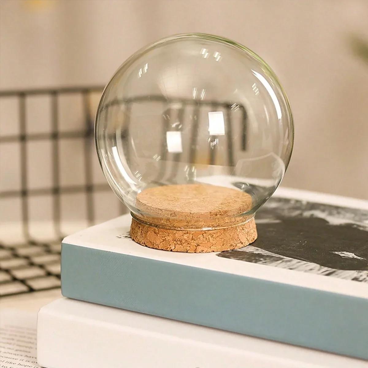 

1pc-Log Base Glass Dome Vase Home Decoration Creative Transparent Cover DIY Friend Favor Gift Wedding Prop