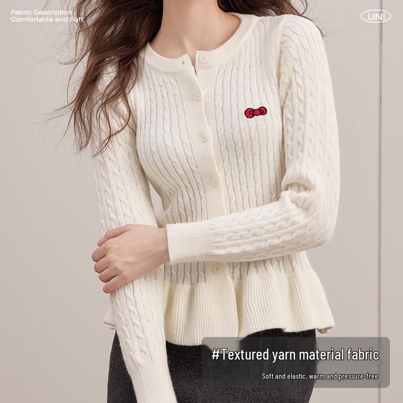 unifree Women's Slim-Fit Bow Embroidered Knit Cardigan