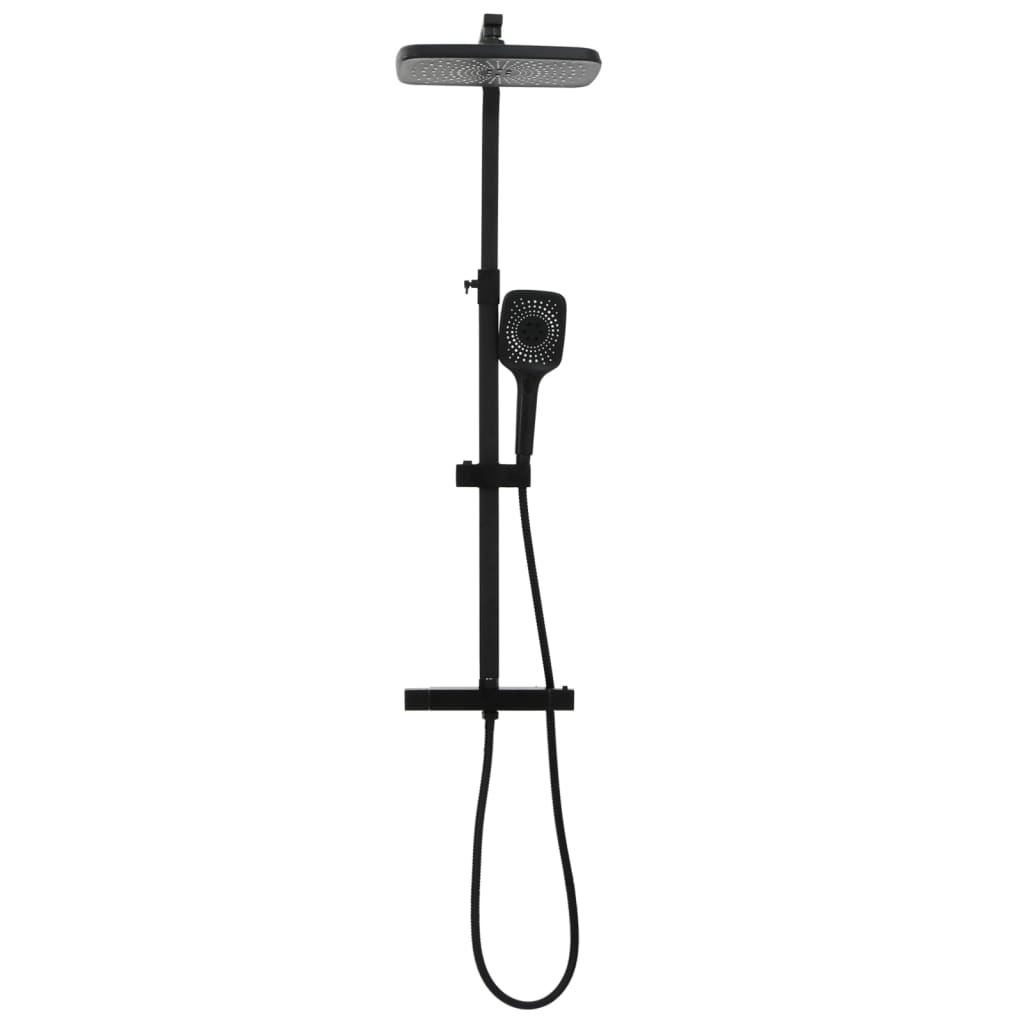 Double Head Shower Set with Mixer Tap Hose Black Brass
